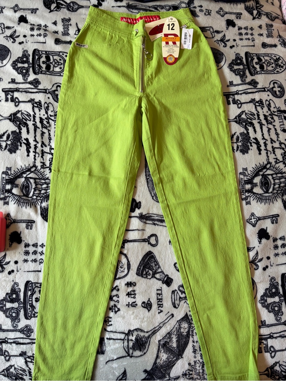 BNWT Vintage Deadstock Revolt Women's Jeans in Lime Green 27” US12